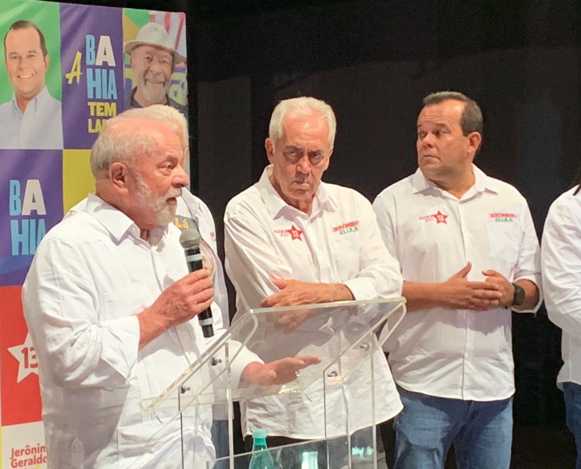 Em Salvador, Lula comete gafe e diz que veio fazer 'aposta na dupla GG': 'Jerônimo e Geraldo'