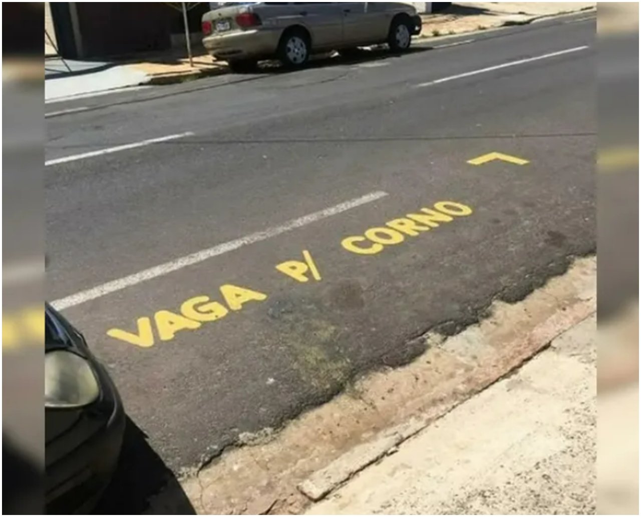 Pegou ar! Morador pinta "vaga p/ corno" na frente da garagem de sua casa e se defende: "garantir direito de ir e vir"