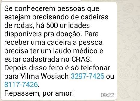 Aviso de doação de cadeiras de rodas que circula nas redes é falso; saiba como conseguir o benefício