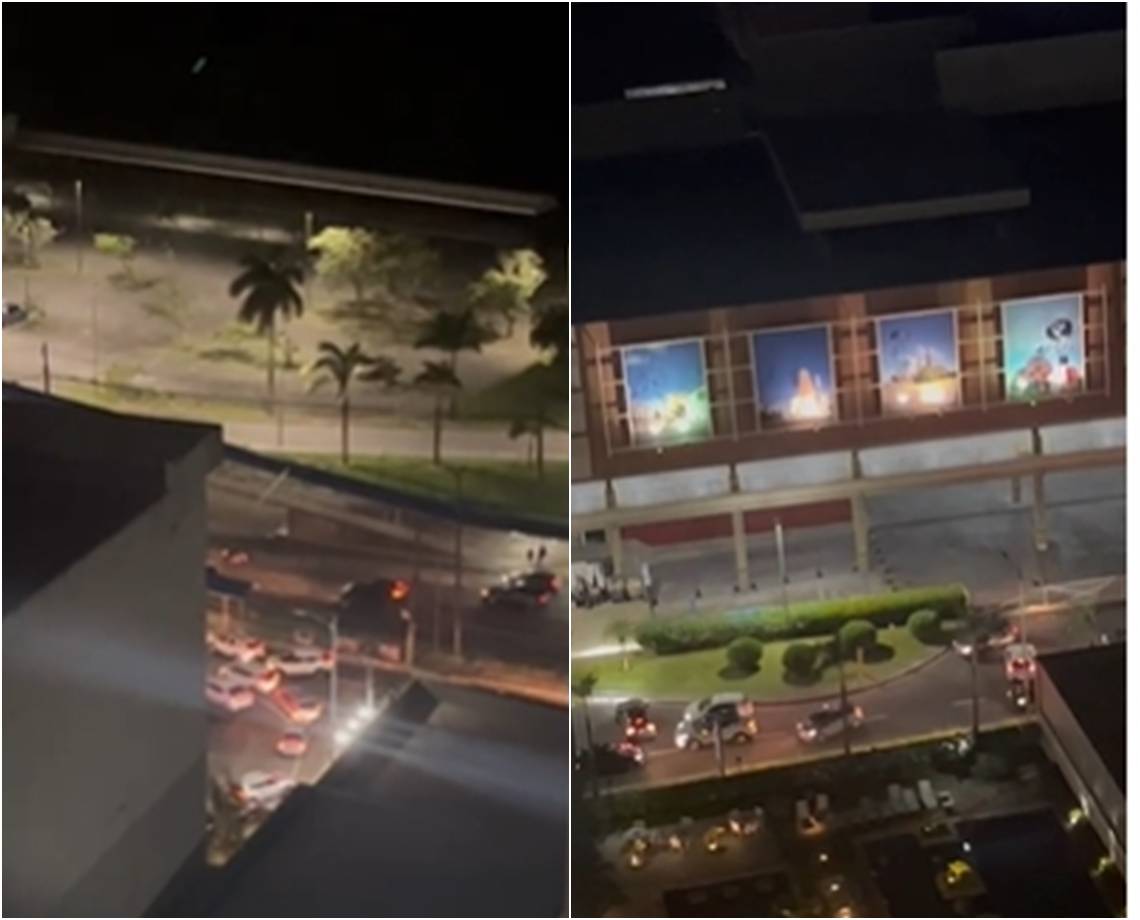 Carros voltam na contramão após tiroteio próximo a shopping de Salvador; vídeo