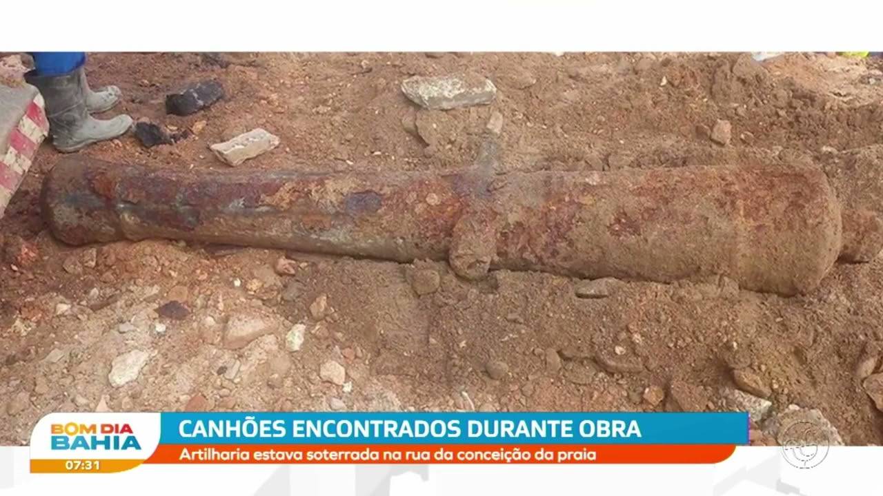 Canhões do século XVII são descobertos durante obra em Salvador