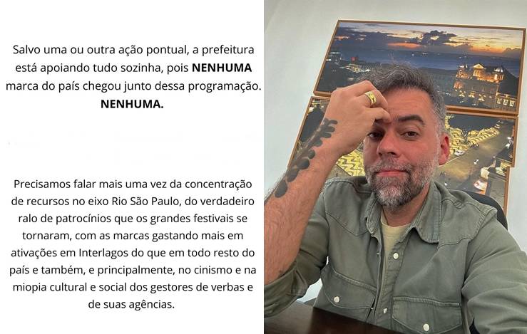 Pedro Tourinho critica falta de investimento em eventos de produtores negros: 'nunca vai entrar na minha cabeça'