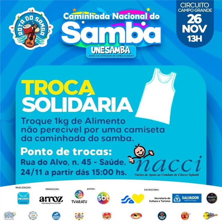 Troca Solidária da Unesamba vai ajudar o Núcleo de Apoio ao Combate do Câncer Infantil