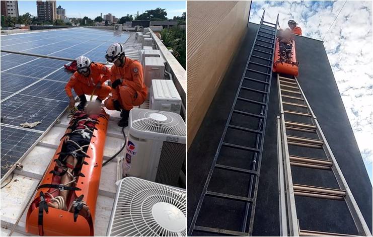 Jovem fica preso em cobertura de edifício durante brincadeira com amigos e precisa de resgate