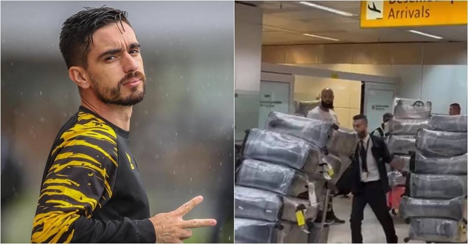 Que bagagem: reforço do Corinthians, Igor Coronado desembarca em aeroporto com quase 50 malas