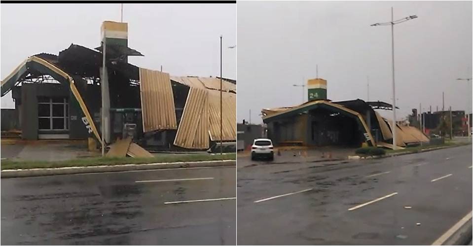 VÍDEO: chuvas em Salvador derrubam cobertura de posto de gasolina na Boca do Rio e causam alagamentos