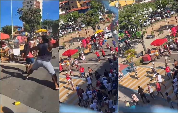 Baianão: torcedores do Barcelona de Ilhéus e do Vitória brigam próximo ao estádio; vídeo