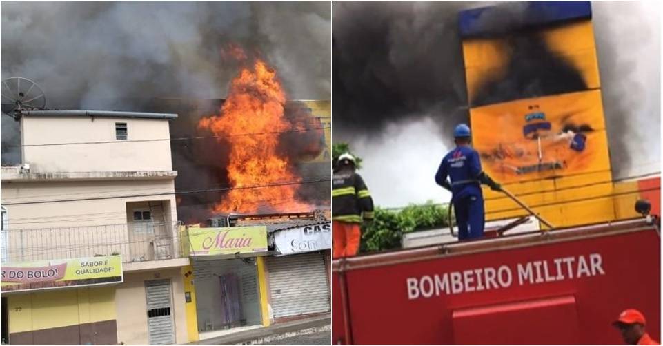 Incêndio de grandes proporções atinge loja de bolsas em Itaberaba