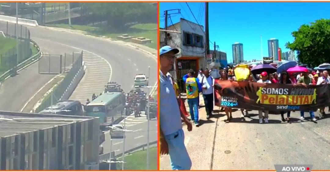 Servidores municipais protestam na Av. ACM; transito fica lento na região