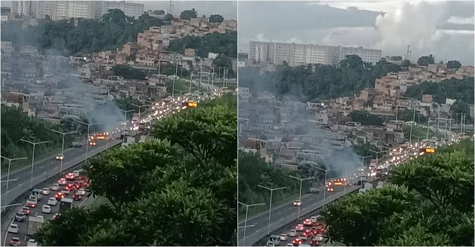 Protesto congestiona BR-324, em Campinas de Pirajá; manifestantes pedem ações contra alagamentos de casas