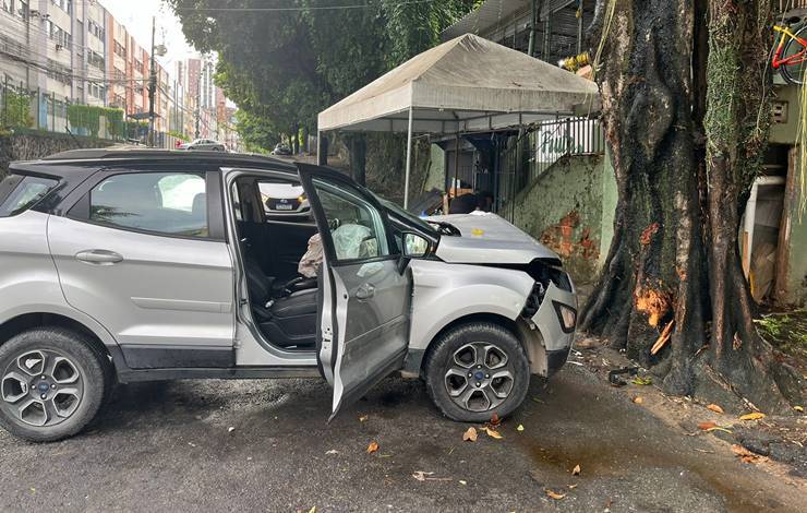 Idoso fica ferido após bater carro em árvore na Federação; veja vídeo