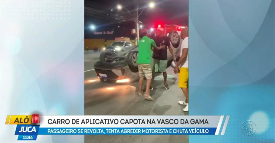 Carro de aplicativo capota e passageiro ameaça motorista: 'Se tivesse com meu canhão, eu ia te matar'