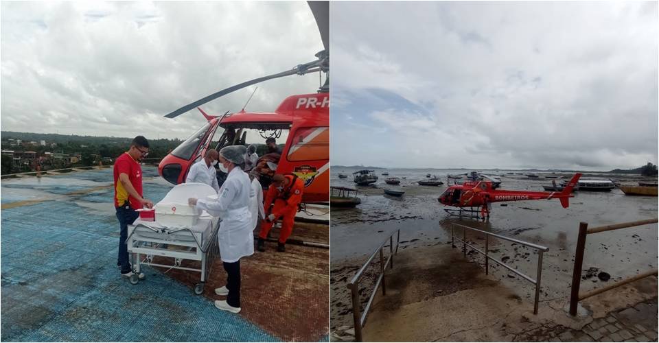 Paciente com insuficiência cardíaca é transportada para Salvador de helicóptero