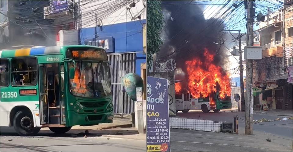 Ônibus é queimado por traficantes em Tancredo Neves durante protesto de moradores