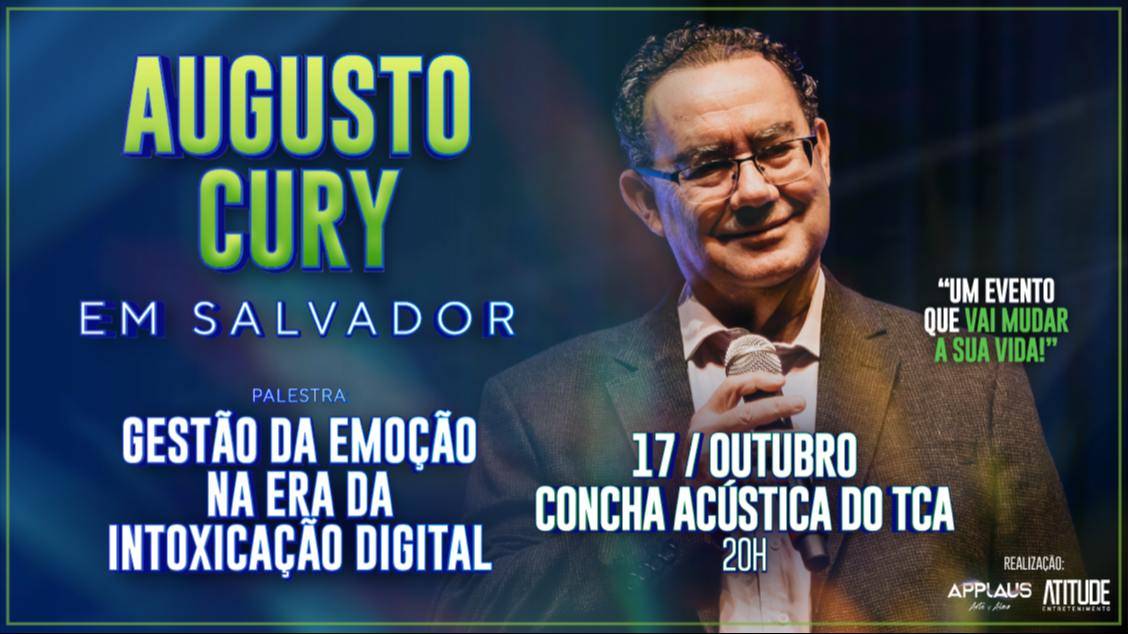 Augusto Cury fará palestra em Salvador em outubro sobre 'intoxicação digital'