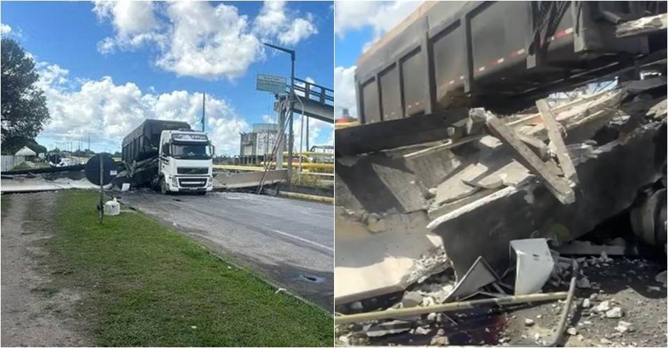 Parte de passarela cai sobre caçamba, no Polo Petroquímico de Camaçari