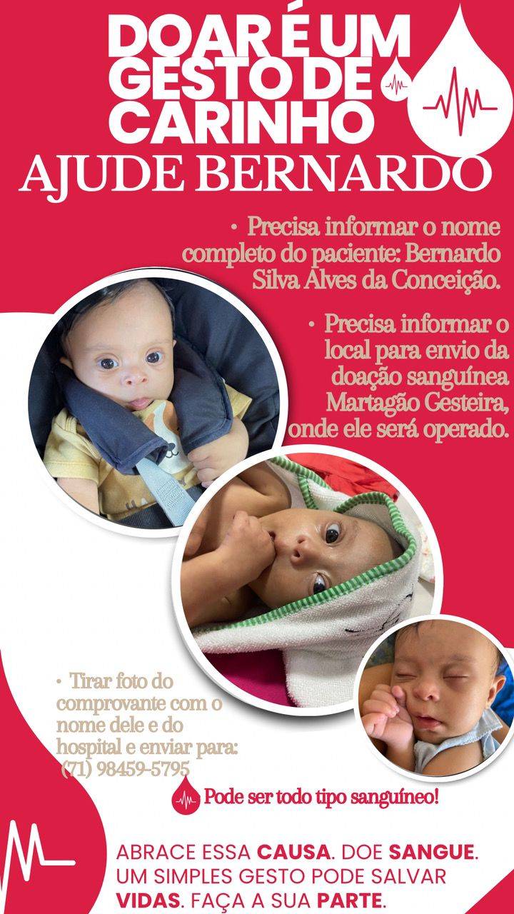 Família de bebê de 4 meses pede ajuda para doação de sangue; Saiba como ajudar