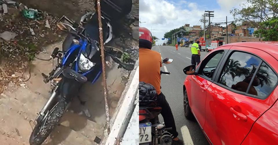 Mulher perde controle de moto e cai em ribanceira na Avenida Paralela, em Salvador; veja