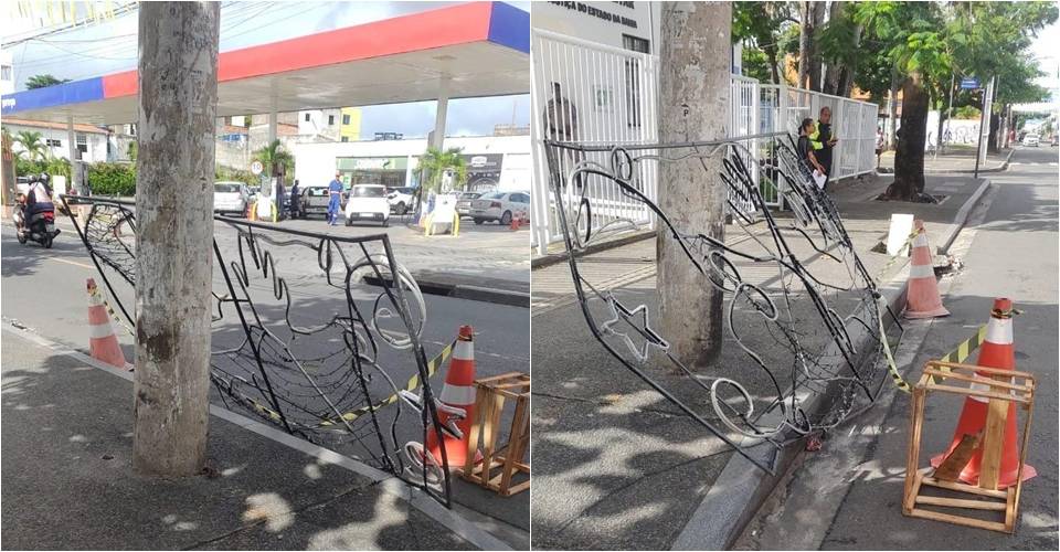 Arranjo de Natal da prefeitura cai e atinge três adolescentes em Salvador