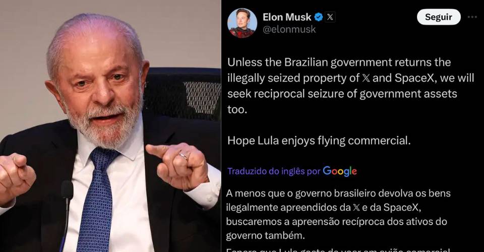 Elon Musk provoca Lula em publicação no X: 'Espero que goste de voar em avião comercial'