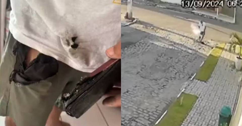 Celular explode no bolso de homem em Feira de Santana; assista