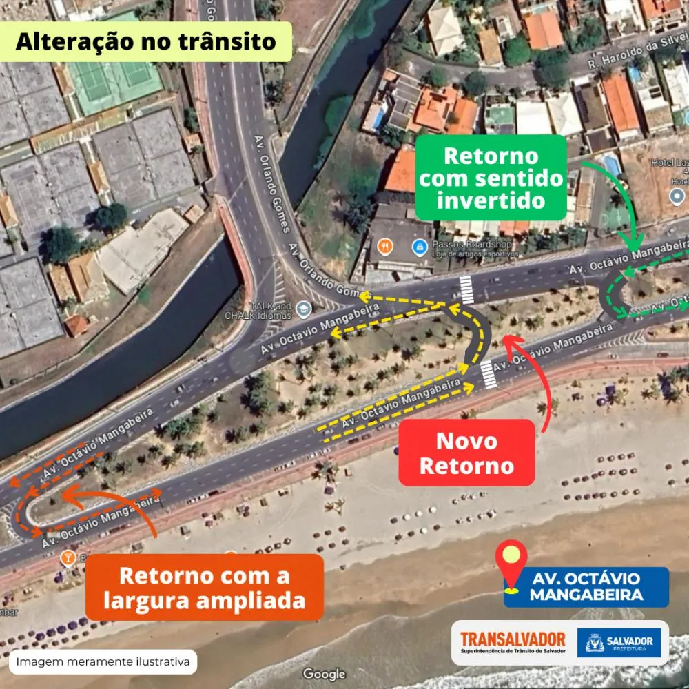 Novo retorno na avenida Octávio Mangabeira será aberto nesta quinta