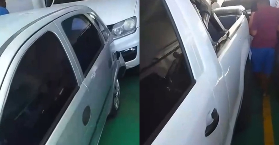 Motorista perde controle do veículo e deixa seis carros danificados no ferry-boat