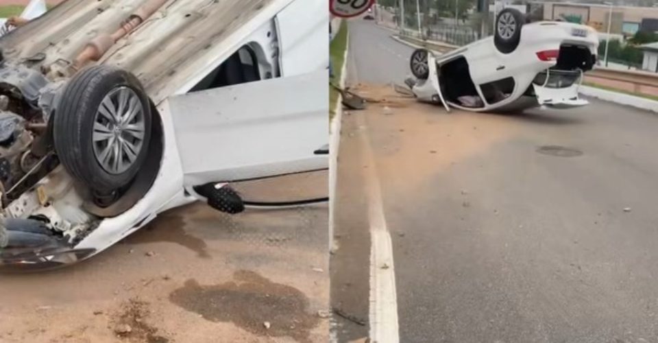 Motorista colide com poste na Avenida Orlando Gomes durante tentativa de assalto