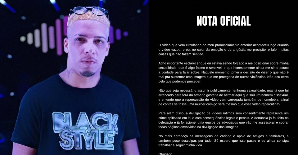 Após ter vídeo íntimo vazado, produtor de banda baiana se pronuncia pela segunda vez: 'Sou bissexual'